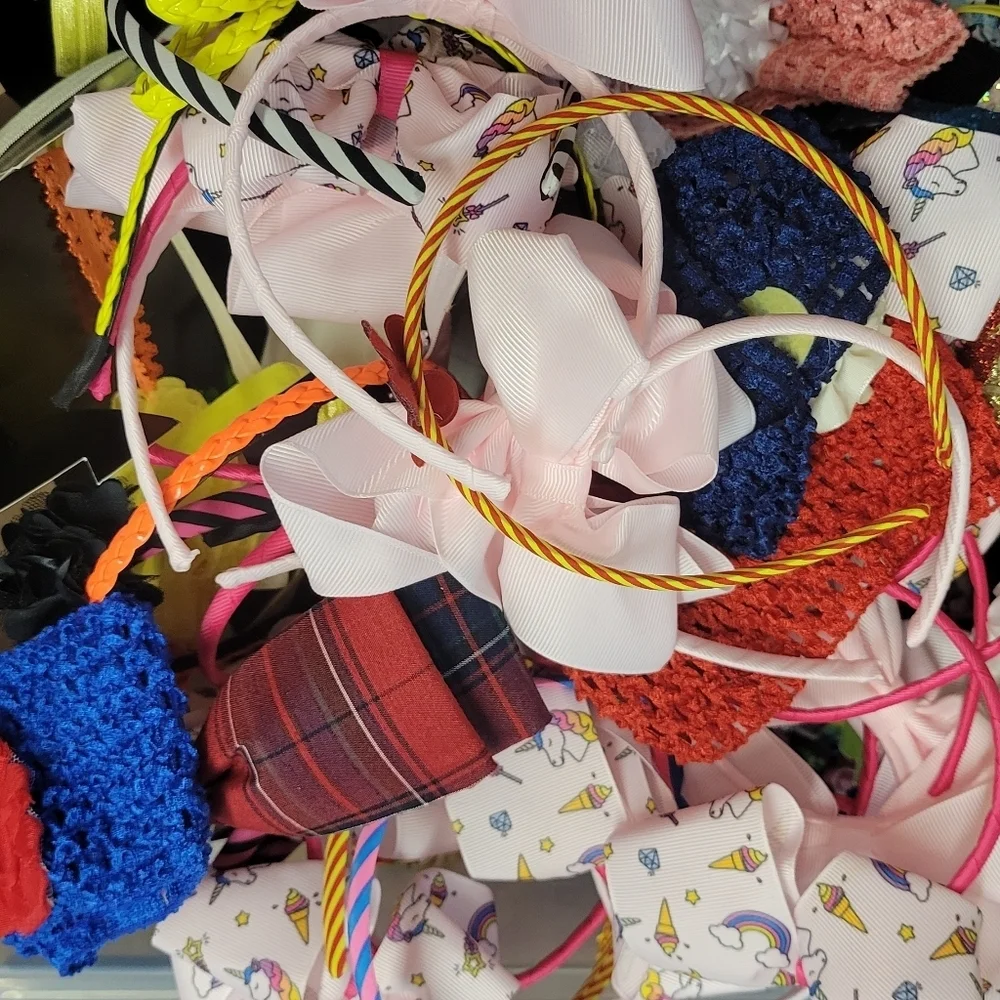 Mystery Bag Colorful Kids Headbands Barettes Hair Ties 12+ Per Bag